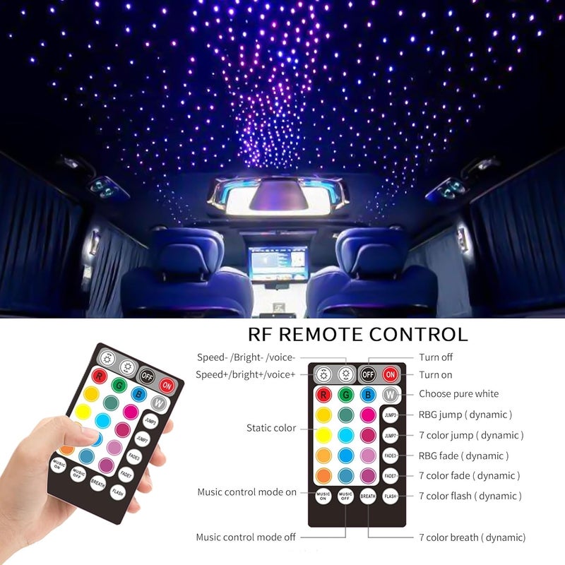 ATOKEE Store 6W Fiber Optic Light Engine for Starlight Headliner, Bluetooth App/RF Remote Control with Music Mode, Car Plug & Power Adapter, PG Connector & 3 Drill Bits - Image 3